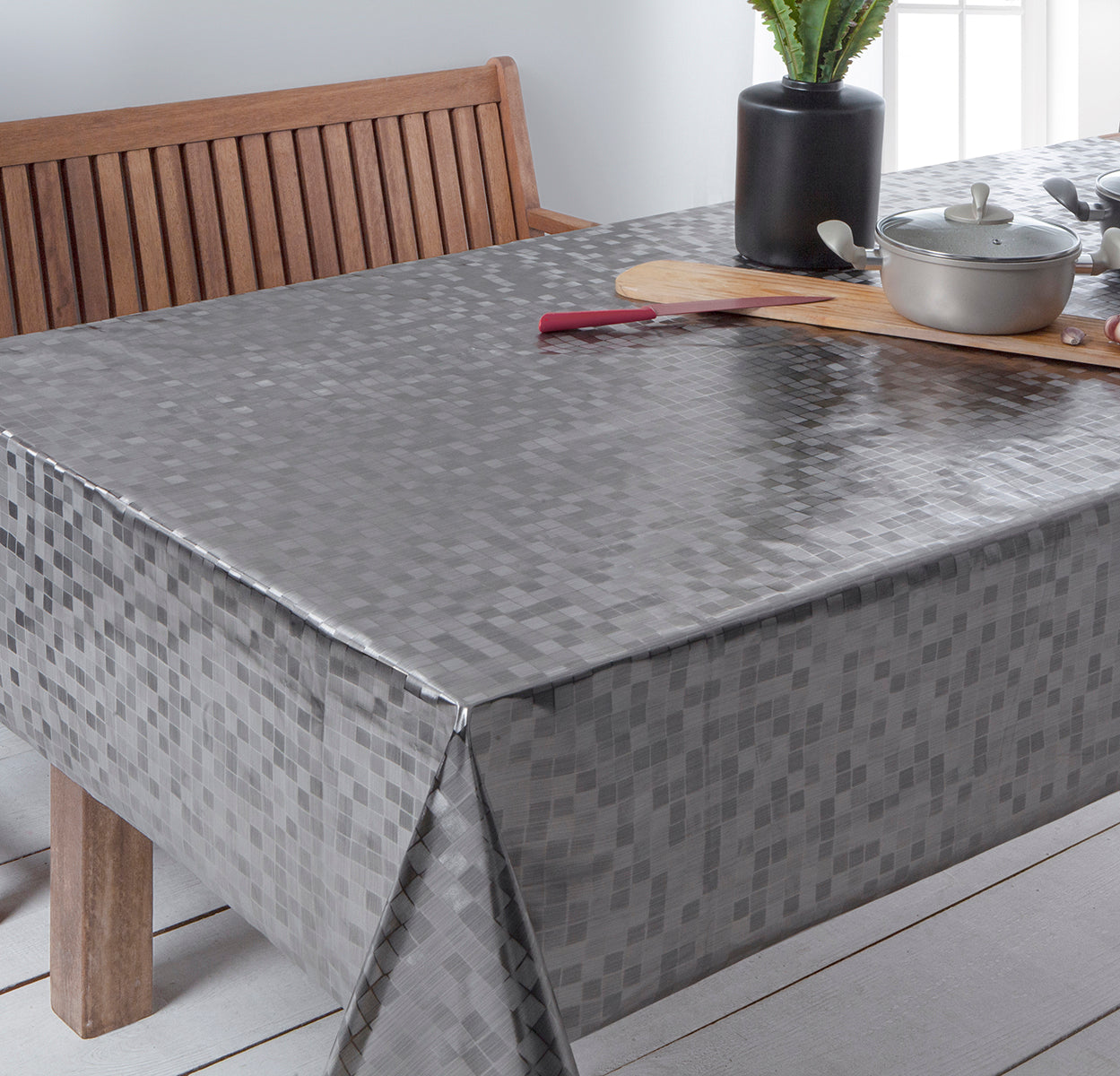 LINHA METALIZADA TOALHA DE MESA EM ROLO QUADRADOS 1,40M X 20M CHUMBO ...
